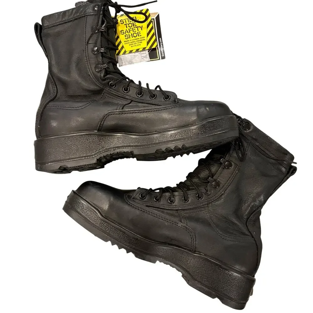 NWT Belleville Black Leather Goretex Waterproof Steel Toe Military Boots 6 Reg